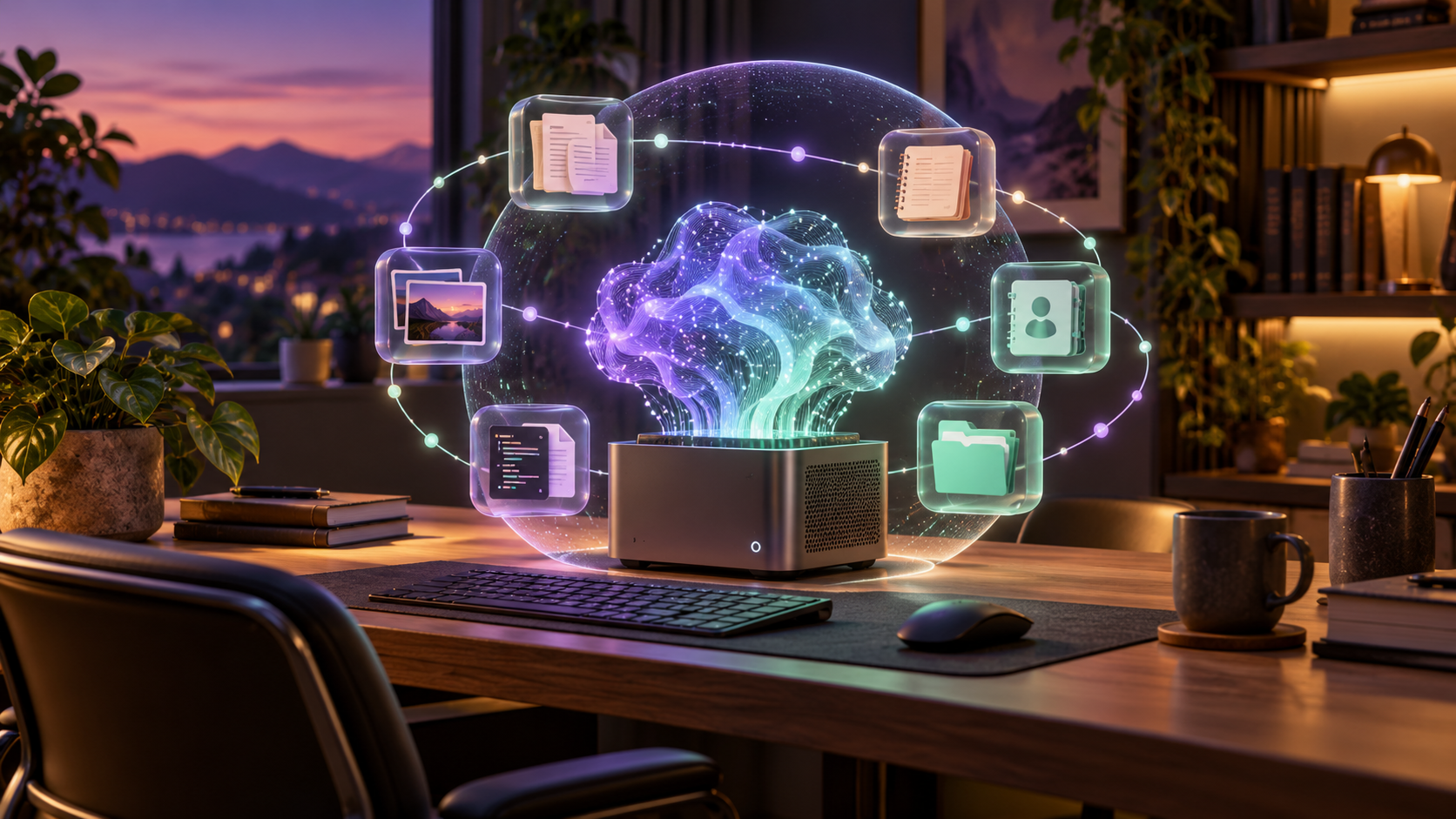 Ilustración de inteligencia artificial local ejecutándose con Ollama en un ordenador